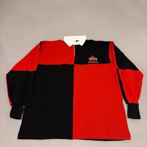 Barbarian Rugby Football Polo Shirt Red Black Mens XL Canada Casual Preppy NWOT
